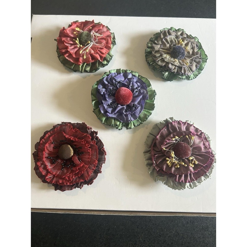 Collection Of Vintage Goody Goody fabric flower brooches/pins